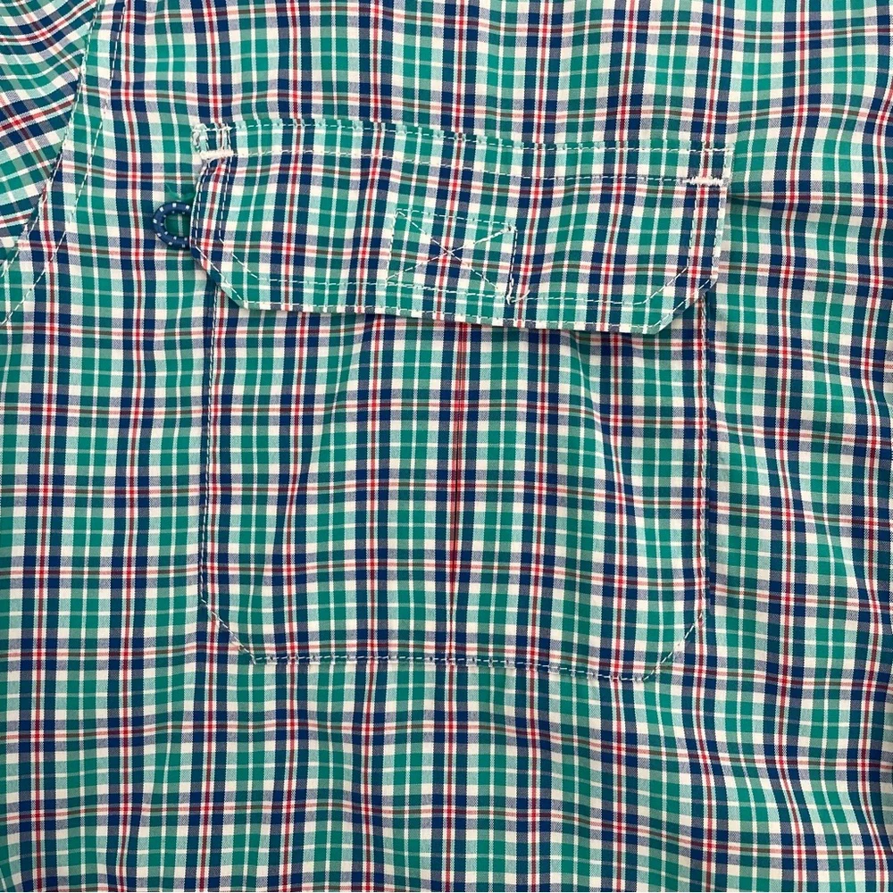 Southern Tide Red Drum Plaid Fishing Shirt Roll Tab Long Sleeve Sz L Atlas Green - Picture 6 of 13